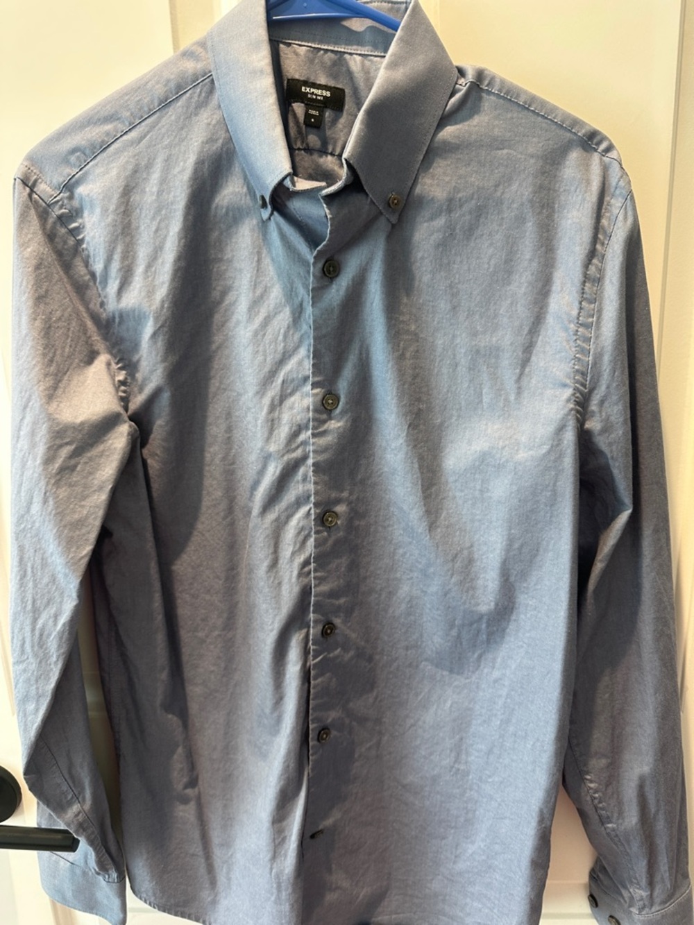 Like new. Mens Express S dress shirt. Blue. Slim 1MX